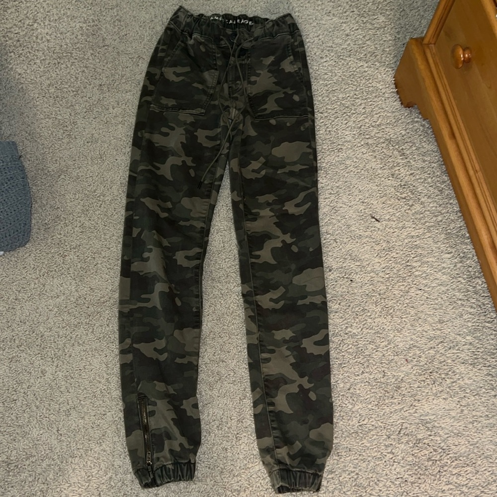 American Eagle Camo Jeans With Adjustable Tie Waistband